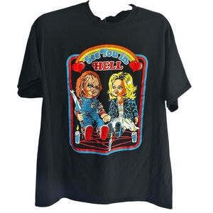 Chucky “See You In Hell” Graphic Tee, Horror Valentine Y2K Streetwear Shirt SZXL